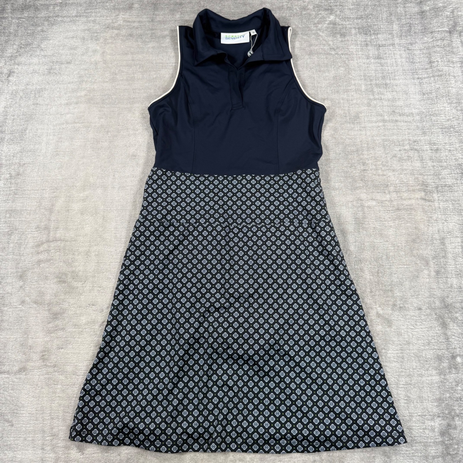 Scratch Seventy Golf Dress Womens Small Navy Floral Sleeveless Polo Lucy Active